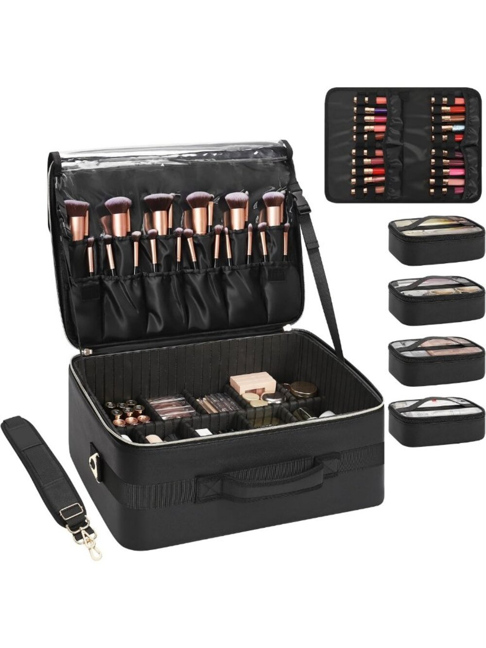 Extra Large Makeup Bag & Train Case - Professional Organizer for Cosmetics